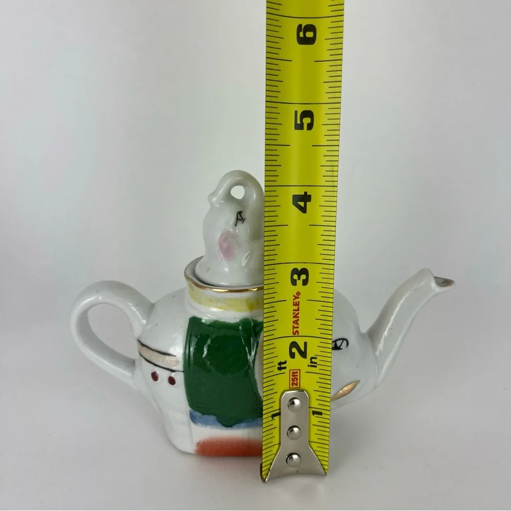 Vintage Pier 1 Set Of 2 Elephant Teapot & Creamer W/ Lids Porcelain Painted